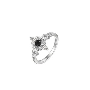 Bague en diamant noir en argent sterling 925, forme croix, taille brillant rond, cadeau pour couple, style punk unique - Product Image 5