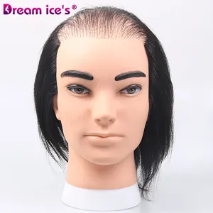 6-дюймовая тренировочная голова с человеческими волосами, лысые в середине, Парикмахерская, Парикмахерская, парик, Мужская манекеновая головка