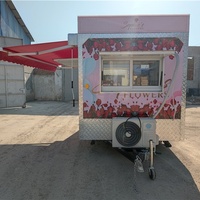 Camión de Comida Móvil Pequeño con Diseño Floral Personalizado para Aperitivos, Remolque de Catering al Aire Libre para el Mercado de Miami