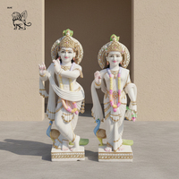 Escultura de Ganesha de Tamaño Real Tallada a Mano para Decoración de Templos Hindúes al Aire Libre, Estatua de Ganesha Pintada en Mármol
