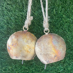Antique Brass Hanging <b>Cow</b> <b>Bell</b> Wind Chimes - Product Image 4