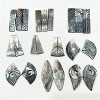 Pendentif Feuille en Nacre Coquille de Tahiti Noire pour Bijoux DIY