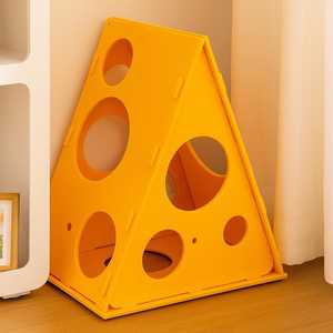 سرير كهف للقطط على شكل جبنة، بيت للكلاب دافئ للشتاء، تصميم مخصص مع عمود للخدش - Product Image 6