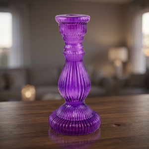 Décoration de Noël faite à la main, cadeaux pour la maison, porte-bougie en verre violet sur piédestal, 19,05 cm CDH-24 - Product Image 3