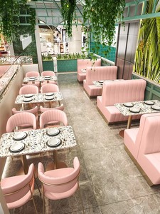Restaurante Proyecto Muebles Cafetería <span class=keywords><strong>Bar</strong></span> Hamburguesa Tienda Rosa Terciopelo Restaurante Cabina Asientos - Product Image 6