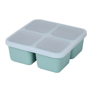 กล่องเก็บอาหาร 4 ช่อง ซิลิโคนกันรั่ว กล่องข้าวกลางวันแบบพกพา ฝาปิดแบบหนีบ - Product Image 2