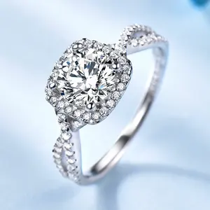 Bague de mariage et de fiançailles en argent sterling 925, anneau de luxe en diamant