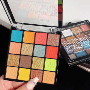 Paleta de sombra de ojos de 16 colores al por mayor paleta de sombra de ojos resistente al agua multicromo metálico con purpurina orgánica vegana maquillaje de plástico - Product Image 1