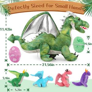 莫里莫斯7pcs 4婴儿2鸡蛋毛绒玩具套装大型毛绒动物散装龙毛绒动物 - Product Image 5