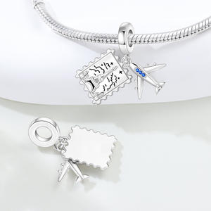 Colgante de cobre blanco con diseño de Torre Eiffel y avión, accesorio versátil para pulseras DIY, ideal para mujer. - Product Image 5