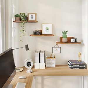 Wooden <b>Floating</b> <b>Shelf</b> <b>Wall</b> Mounted Oval Shape Bathroom Storage Rack For Toiletries And Decorations Durable Design - Product Image 2
