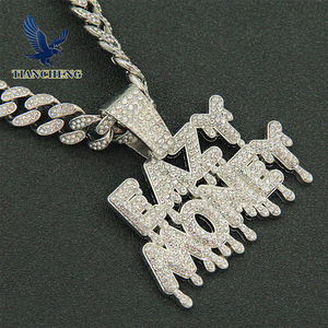 Collar de Hombre con Colgante Grande de Letra Inglesa, Estilo Hip Hop, con Incrustaciones de Diamantes de Imitación - Product Image 5