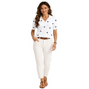 Polo en coton mélangé respirant pour femme, haut léger et doux à manches courtes pour l'été - Product Image 2