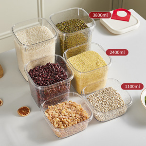 Food Grade Airtight Storage Jar Rectangle 3800ml 2400ml 1100ml For <b>Rice</b> And Cereal Moisture Proof <b>Container</b> - Product Image 1
