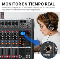 CT80X Table de Mixage Audio Professionnelle 8 Canaux avec Bluetooth, Console de Son pour Karaoké, Alimentation Phantom 48V, USB