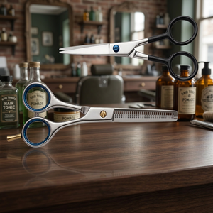 Ensemble de ciseaux de barbier professionnels en acier au carbone ASAP, écologiques, noir mat de qualité supérieure, avec étui pour couper et effiler les cheveux - Product Image 4