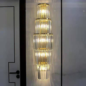 โคมไฟติดผนังคริสตัล แหล่งกำเนิดแสง LED ฐานหลอดไฟ E27 สำหรับห้องนั่งเล่นวิลล่า บันได โรงแรม ล็อบบี้ - Product Image 3
