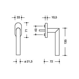 Poignée de fenêtre HEWI XA 35 mm - Product Image 2