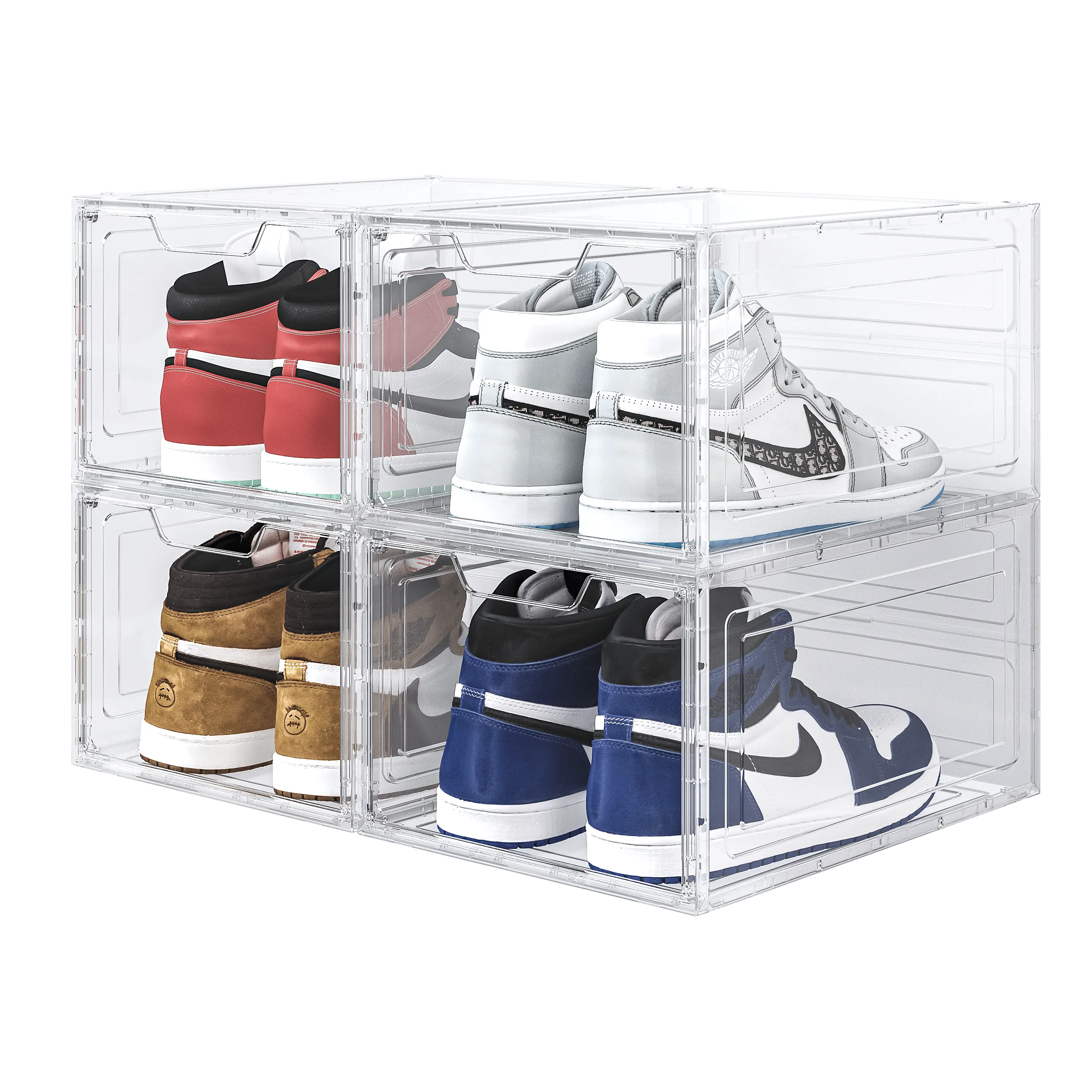 Boîte à chaussures transparente empilable de style américain Organisateur de tiroir Armoire à chaussures anti-poussière Rangement pour la maison Rangement pour la vie