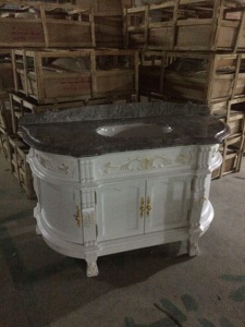 Soild kabinet kamar mandi kayu mewah antik putih Set mebel rias - Product Image 6