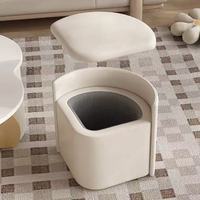 Ensemble de table basse en forme de fleur style crème, en bois massif avec rangement et tabourets assortis, meubles de salon