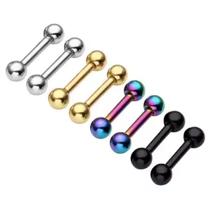 4mm Surgical Stainless Steel Ear Piercing Studs Earrings sets 5 - 6 Pair Mixed Colors High Polished 16G