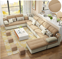 Canapé d'angle en microfibre blanche sur mesure pour salon, avec ottoman, très confortable pour appartement ou hôtel