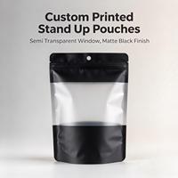 Emballage alimentaire personnalisé imprimé, résistant à l'humidité, refermable, transparent, en polyester argenté, aluminium, plastique noir mat, avec fermeture éclair