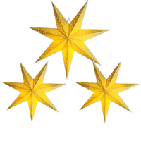 Lot de 3 lanternes en papier étoile de 23 pouces, lumières LED, design suspendu à 7 points, télécommande, blanc, lanterne en papier 3D pour Noël, anniversaire