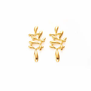 Boucles d'oreilles pendantes tendance en acier inoxydable 316L plaqué or PVD, design durable et résistant - Product Image 1