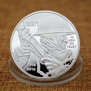 Medalla de moneda conmemorativa chapada en plata del centenario del armisticio mundial - Product Image 2