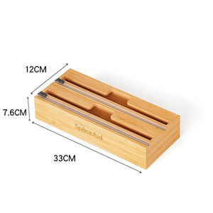 Cortador de film transparente y papel de aluminio, organizador de cajones de bambú, caja de bambú para clasificar y organizar, caja de bambú para almacenamiento y corte - Product Image 4