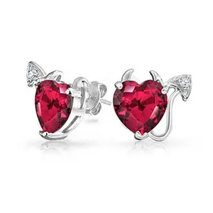 Keiyue amazing design pearlescent Ruby Stud Love heart plating earrings for women