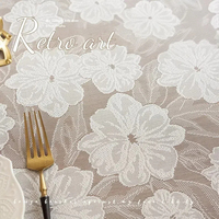 Dentelle brodée en polyester, garniture blanche légère, pour mariage, fête, maison, extérieur, nappe, nappe florale blanche faite à la main