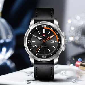 Montre élégante pour homme, accent doré, bracelet en cuir marron, cadran minimaliste, mouvement à quartz, idéale pour les cadeaux - Product Image 2