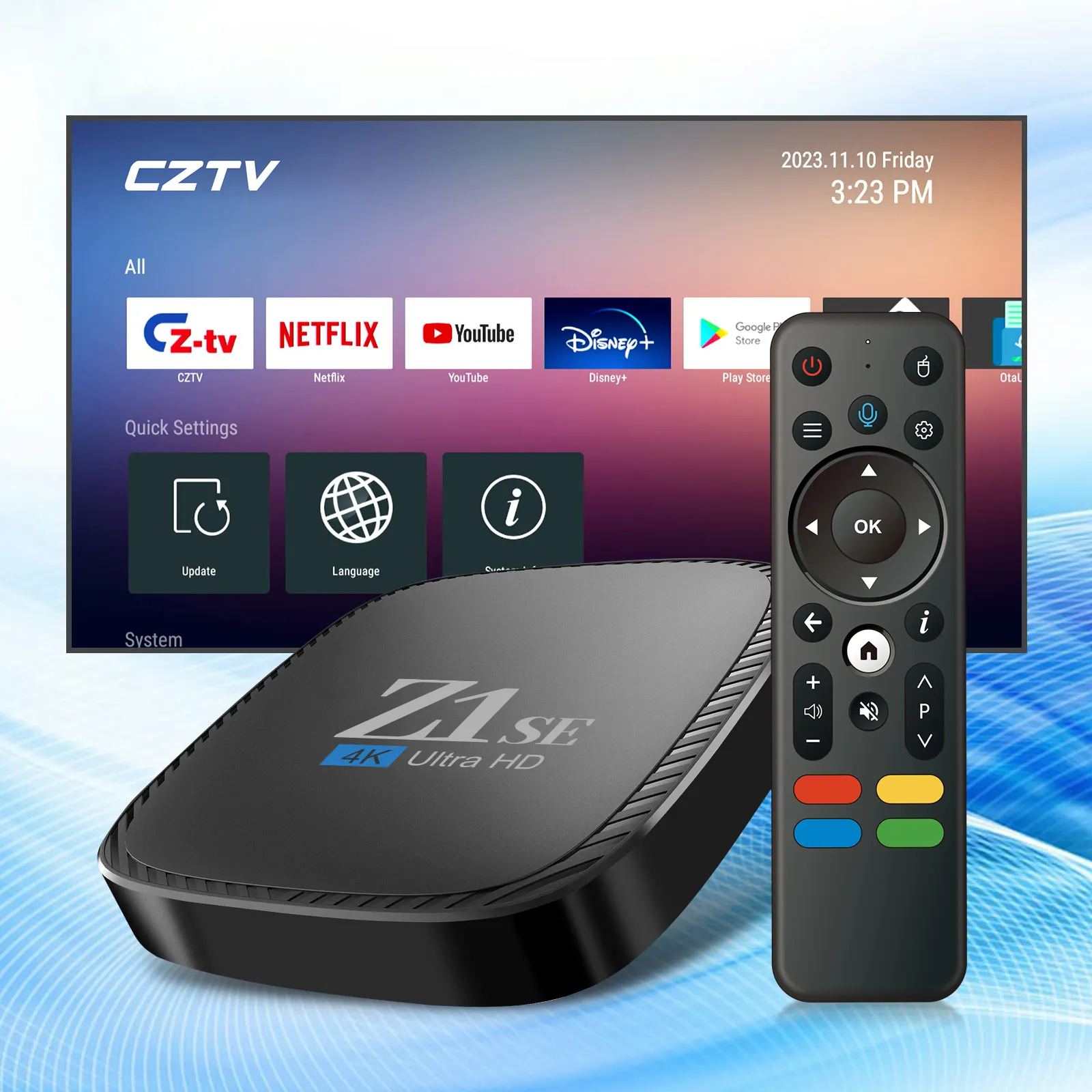 GYS Новый Z1 SE Box Android 10 ATV Allwinner H313 с BT голосовым дистанционным управлением четырехъядерный 5G Wifi 4k 2GB 16GB