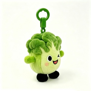 Porte-clés en peluche personnalisé en forme de bok choy avec visage clignotant, breloque légume vert bicolore, peluche végétale brodée - Product Image 3