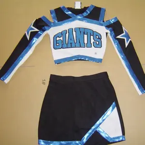 New Cheerleader Uniforms: Customise Long Sleeve Top And Skirts Factory Price