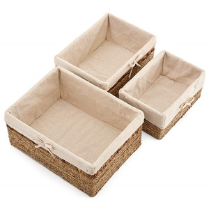 Cestini portaoggetti a cubo di <span class=keywords><strong>vimini</strong></span> cestino intrecciato a mano <span class=keywords><strong>contenitore</strong></span> in Rattan intrecciato stoviglie cestini dispensa con coperchi bagni rimovibili - Product Image 4