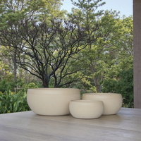 Pot de fleurs en fibrociment en forme de bol, écologique, avec trou de drainage, sculpté à la main, durable, léger, pour l'intérieur et l'extérieur