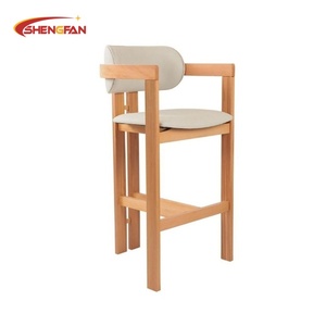Nouvelle Arrivée Tabouret de Bar en Bois Massif Naturel de Luxe Style Italien Tissu <span class=keywords><strong>Confortable</strong></span> <span class=keywords><strong>Chaise</strong></span> de <span class=keywords><strong>Salle</strong></span> à <span class=keywords><strong>Manger</strong></span> pour Hôtel Restaurant Pub Bistro - Product Image 2