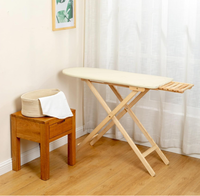 Planche à repasser en bois pliable de taille standard avec coussin en mousse et housse en coton, couleur et logo personnalisables et conception détachable