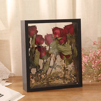 Cadres en bois pour boîtes à souvenirs 8x8 et 12x12 avec acrylique et verre, fleurs pressées 3D, feuilles séchées, présentoir de rangement pour la décoration intérieure
