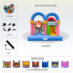 Château <span class=keywords><strong>gonflable</strong></span> commercial bleu Lion pour enfants, idéal pour les fêtes et la location en intérieur - Product Image 4