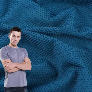 High density 4 way stretch 79% nylon 21% lycra knitting honeycomb mesh yoga sports wear fabric for bra tshirt