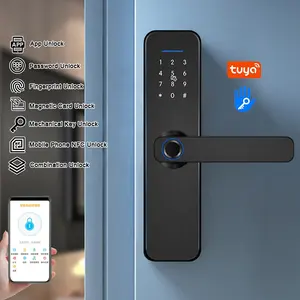 Tuya TTLOCK App Ble Electric Keyless Biometric Fingerprint Password Digital Smart Apartment Room Entry Door Handle Locks