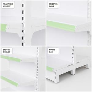 Étagères de supermarché robustes en acier, gondoles de rangement double face, <span class=keywords><strong>structure</strong></span> d'étagère solide, revêtement en poudre époxy, montage rapide - Product Image 2