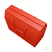 Boîte cadeau rigide carrée portable personnalisable en matériaux recyclés avec finition brillante, ruban satiné et nœud, pour cadeaux de mariage et cadeaux de mariée