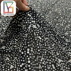 High Quality Popular <strong>Stretchable</strong> Stretchy Mesh Crystal <strong>Lace</strong> <strong>Fabric</strong> Luxury Bridal <strong>Lace</strong> Rhinestone Net <strong>Fabric</strong> for Evening Dresses - Product Image 1