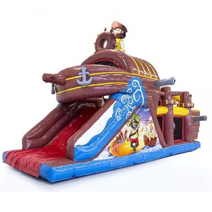 <span class=keywords><strong>Castillo</strong></span> Inflable con Tobogán y Obstáculos, Temática Pirata Vintage, Equipo de Juegos al Aire Libre Integrado, PVC de 0.55mm, 500kg - Product Image 1